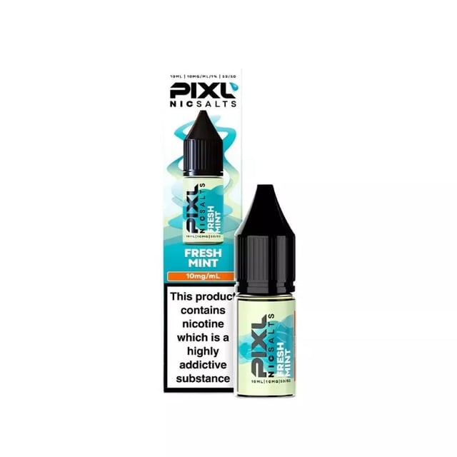 PIXL Nic Salt Fresh Mint 10ml e-liquid bottle, 10mg and 20mg strengths, 50/50 VG/PG