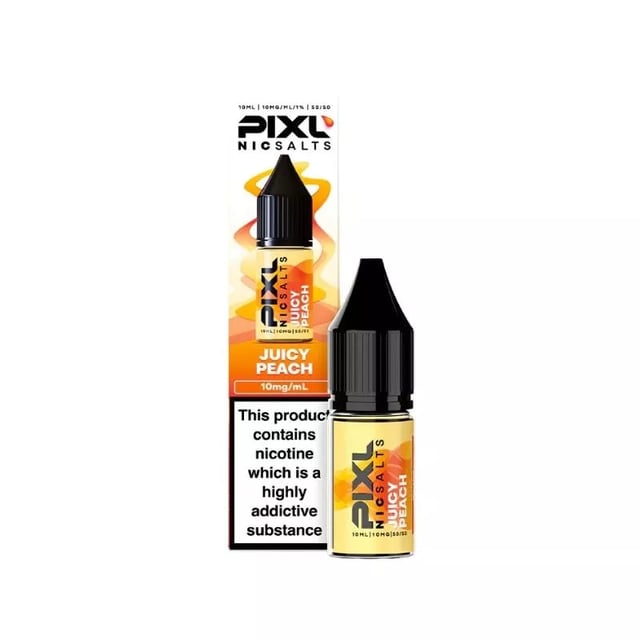 PIXL Juicy Peach nic salt e-liquid, 10ml bottle, 5mg, 10mg and 20mg strengths