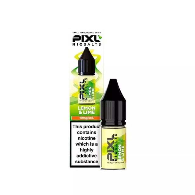 PIXL Lemon & Lime nic salt 10ml e-liquid bottle, available in 5mg, 10mg and 20mg strengths