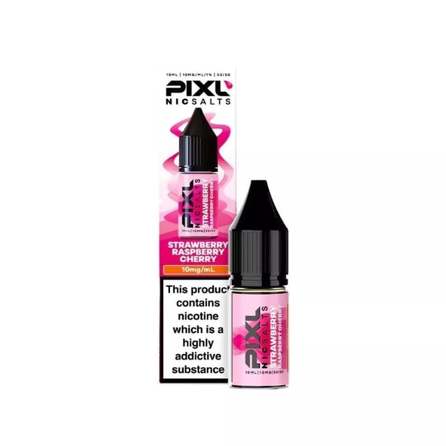 PIXL Strawberry Raspberry Cherry Nic Salt 10ml e-liquid bottle in 5mg, 10mg and 20mg strengths