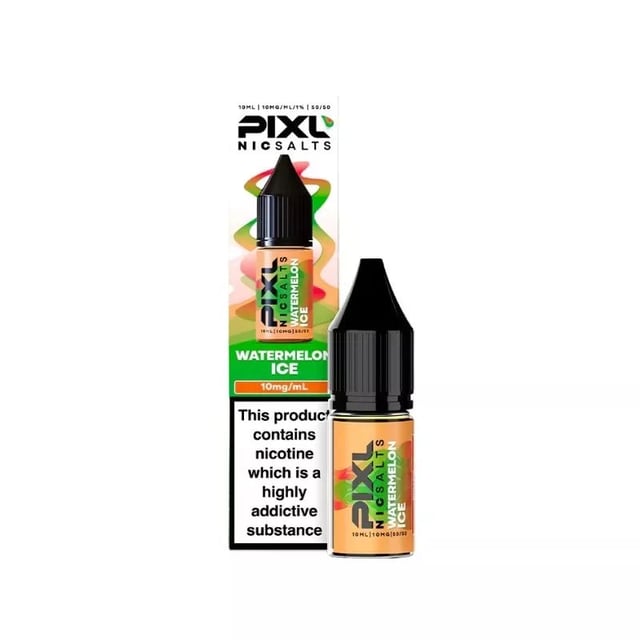 PIXL Watermelon Ice nic salt e-liquid 10ml bottle, available in 10mg and 20mg strengths