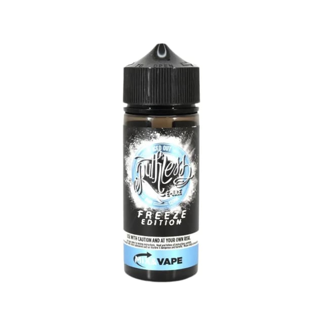 Ruthless Freeze Iced Out 100ml nicotine free shortfill e-liquid bottle, 70VG/30PG menthol flavour