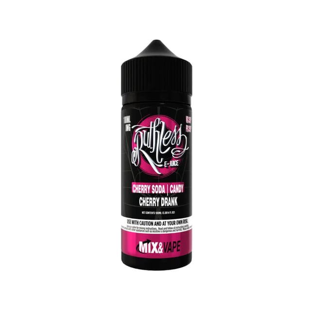 Ruthless Cherry Drank 100ml nicotine free shortfill e-liquid bottle, 70VG/30PG, space for 2 nic shots