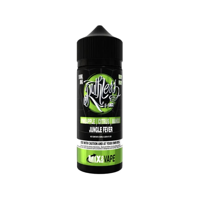 Ruthless Jungle Fever 100ml shortfill bottle, nicotine free e-liquid with space for 2 nicotine shots