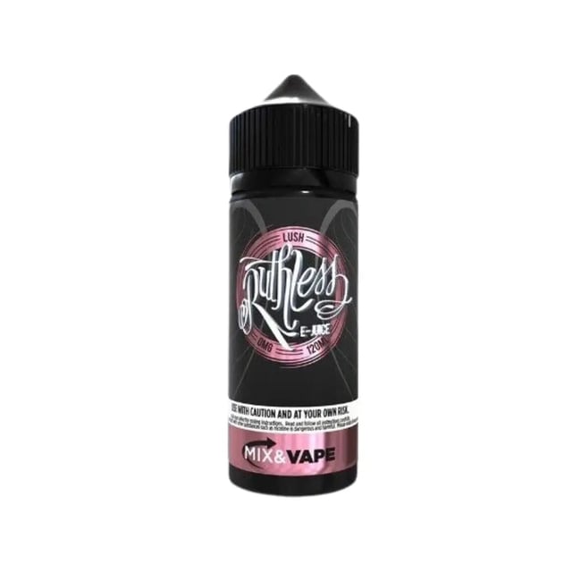 Ruthless Lush On Ice 100ml nicotine free shortfill e-liquid bottle, watermelon and ice flavour