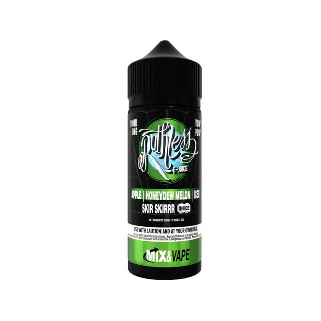 Ruthless Skir Skirrr On Ice 100ml nicotine free shortfill e-liquid bottle, apple honeydew melon ice flavour