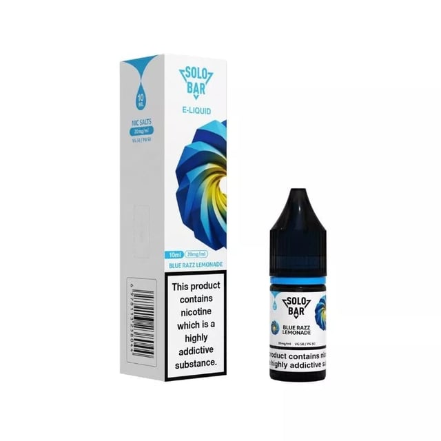 Solobar Blue Razz Lemonade nic salt e-liquid, 10ml bottle, 10mg and 20mg strengths