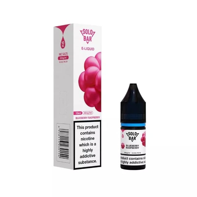 Solobar Blueberry Raspberry nic salt e-liquid, 10ml bottle, 10mg and 20mg strengths