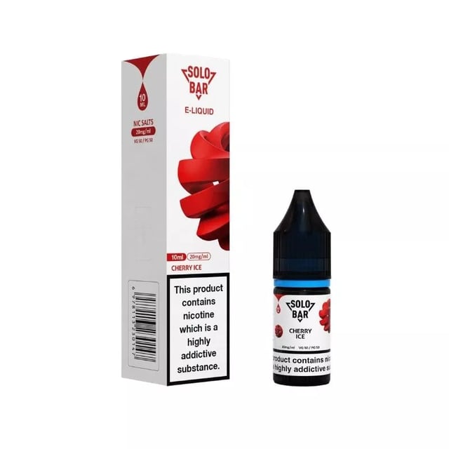 Solobar Cherry Ice nic salt e-liquid, 10ml bottle, 10mg and 20mg strengths