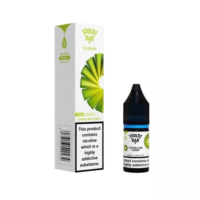 Solobar Lemon Lime Candy nic salt e-liquid 10ml bottle, 10mg and 20mg strengths