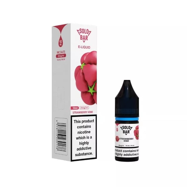 Solobar Strawberry Kiwi nic salt e-liquid, 10ml bottle, available in 10mg and 20mg strengths