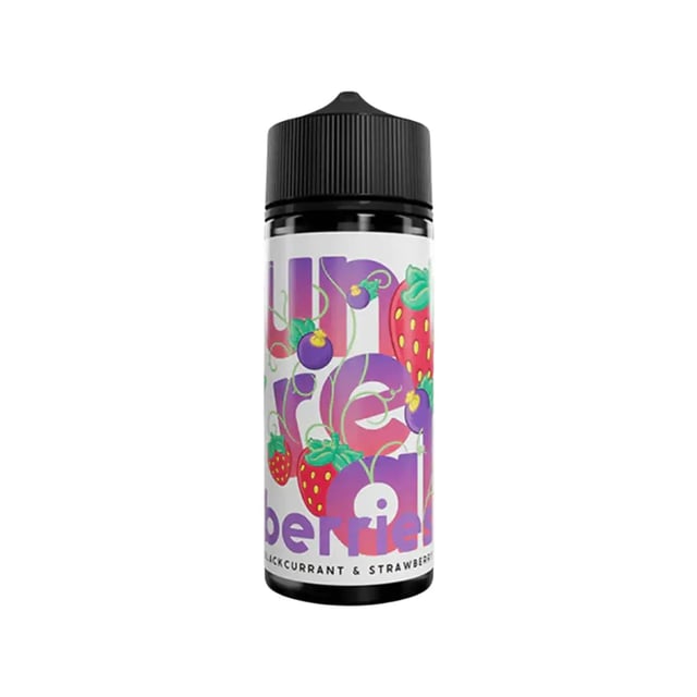 Unreal Berries Blackcurrant & Strawberry 100ml nicotine free shortfill e-liquid bottle