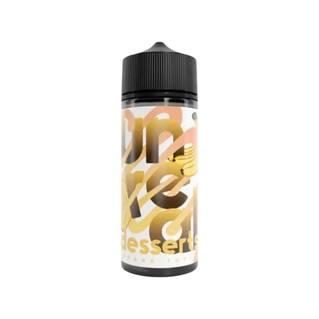 Unreal Desserts Banana Toffee 100ml nicotine free shortfill e-liquid bottle, 70VG/30PG, room for 2 nic shots