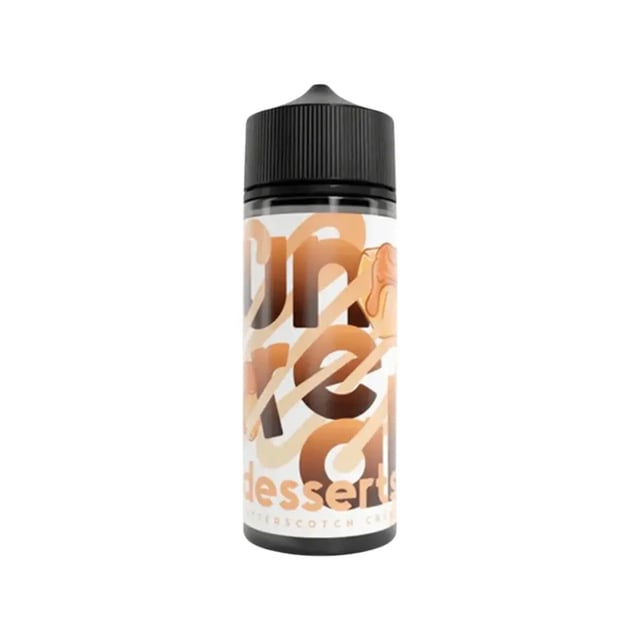 Unreal Desserts Butterscotch Cream 100ml nicotine free shortfill e-liquid bottle