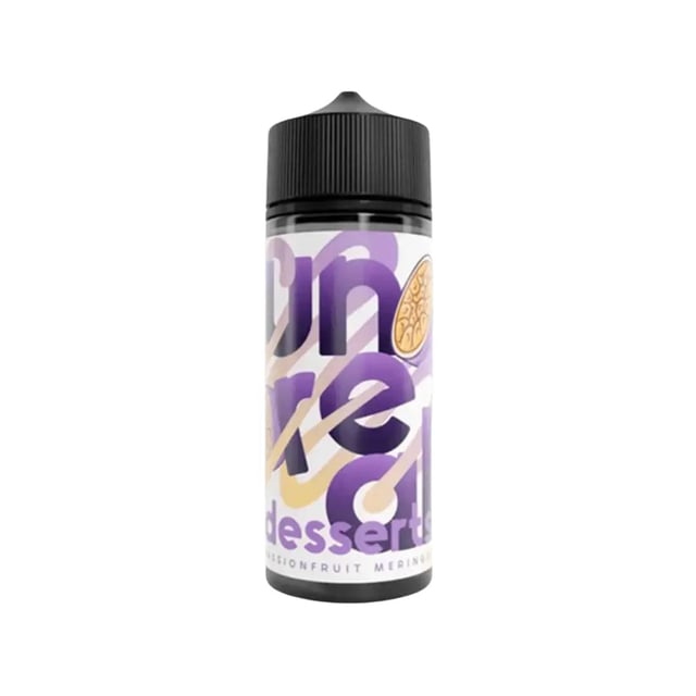 Unreal Desserts Passionfruit Meringue 100ml nicotine free shortfill e-liquid bottle, 120ml bottle with room for nic shots