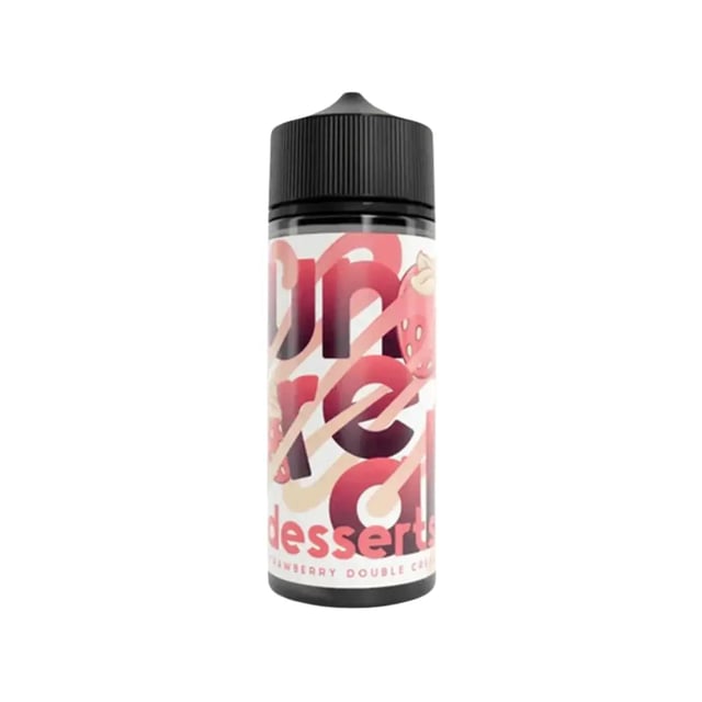 Unreal Desserts Strawberry Double Cream 100ml nicotine free shortfill e-liquid bottle