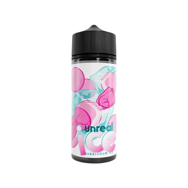 Unreal Ice Bubblegum Ice 100ml shortfill bottle, nicotine free e-liquid with room for two nic shots