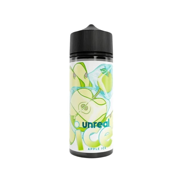 Unreal Ice Apple Ice 100ml nicotine free shortfill e-liquid bottle, with room for 2 nicotine shots