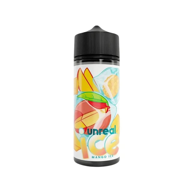 Unreal Ice Mango Ice 100ml nicotine free shortfill e-liquid bottle, 70VG/30PG, with space for two nic shots