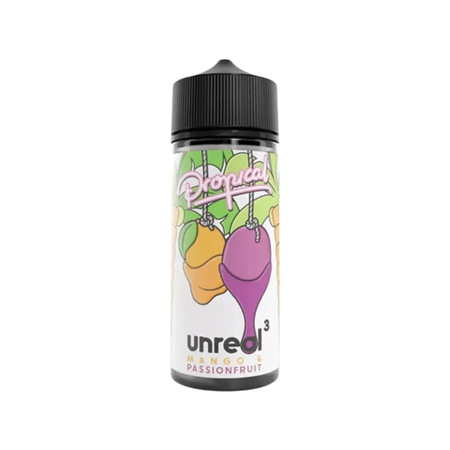 Unreal Propical Mango & Passionfruit 100ml shortfill bottle, nicotine free e-liquid with room for nicotine shots