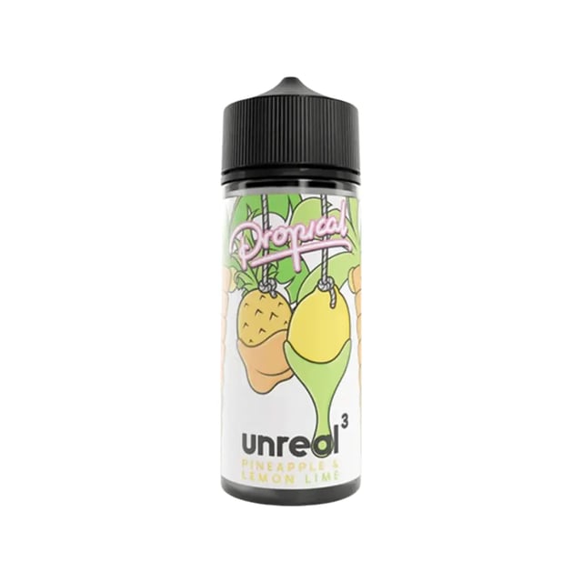 Unreal Propical Pineapple, Lemon & Lime 100ml nicotine free shortfill e-liquid bottle
