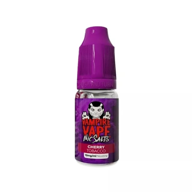 Vampire Vape Cherry Tobacco nic salt e-liquid, 10ml bottle, 50/50 VG/PG, available in 10mg and 20mg strengths