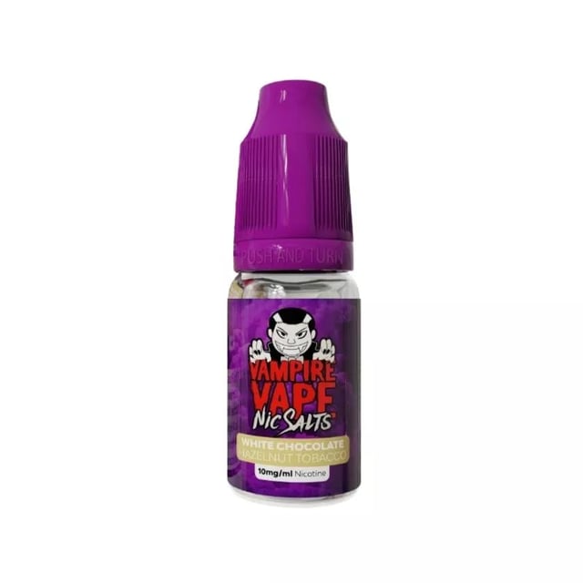 Vampire Vape White Chocolate Hazelnut Tobacco nic salt 10ml bottle, 10mg and 20mg strengths