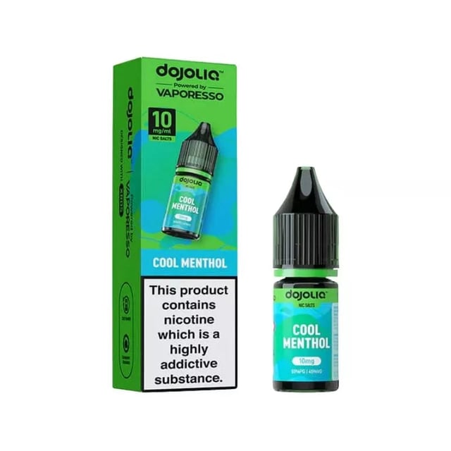 Vaporesso Dojoliq Cool Menthol nic salt e-liquid, 10ml bottle, shown in 10mg and 20mg strengths