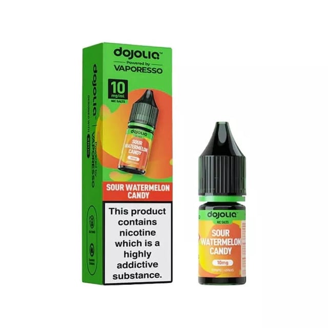 Vaporesso Dojoliq Sour Watermelon Candy nic salt e-liquid 10ml bottle, 10mg and 20mg strengths