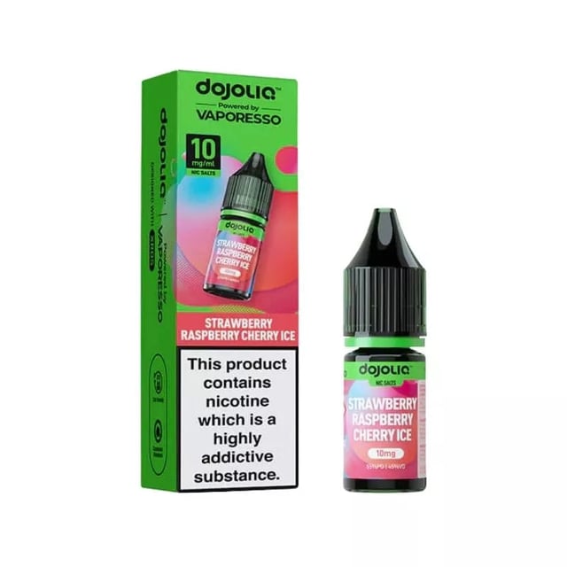 Vaporesso Dojoliq Strawberry Raspberry Cherry Ice nic salt e-liquid 10ml bottle, 10mg and 20mg strengths