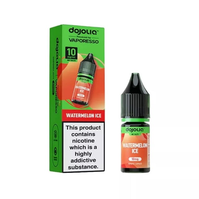 Vaporesso Dojoliq Watermelon Ice nic salt e-liquid, 10ml bottle, available in 10mg and 20mg strengths