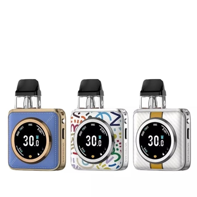 Vaporesso XROS 5 Nano refillable pod vape kit with touchscreen display, shown in available colour finishes