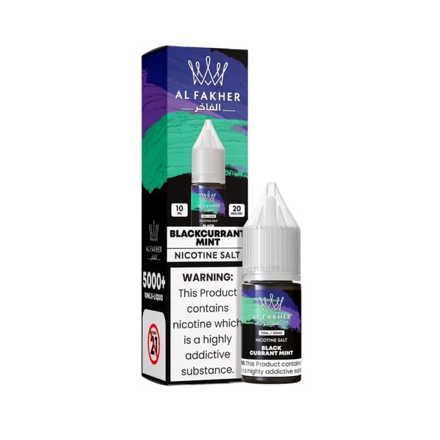 Al Fakher Blackcurrant Mint nic salt e-liquid, 10ml bottle, available in 11mg and 20mg strengths