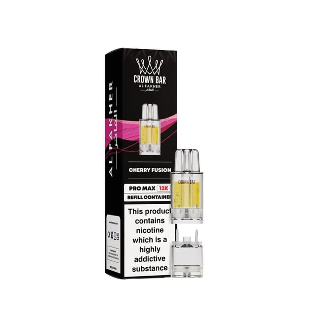 Al Fakher Crown Bar Pro Max 12K Refill Pods prefilled pod kit showing the 2ml pod and 8ml refill container