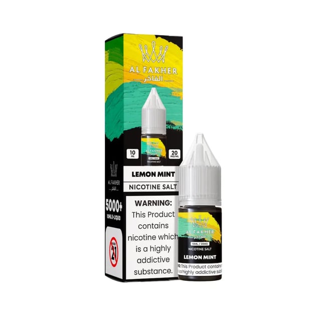 Al Fakher Lemon Mint nic salt e-liquid, 10ml bottle, shown in 11mg and 20mg strengths