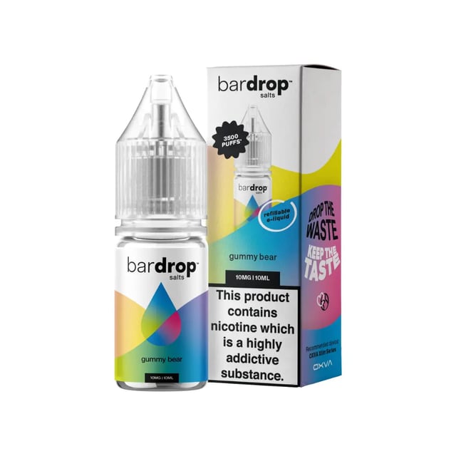 Bar Drop Salts Gummy Bear nic salt e-liquid, 10ml bottle, 5mg 10mg 20mg strengths