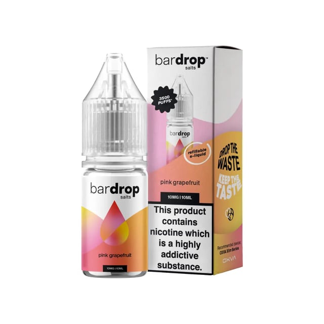 Bar Drop Pink Grapefruit nic salt e-liquid, 10ml bottle, 5mg 10mg 20mg strengths