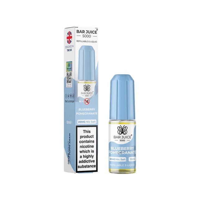 Bar Juice 5000 Blueberry Pomegranate nic salt e-liquid, 10ml bottle, 5mg 10mg 20mg strengths