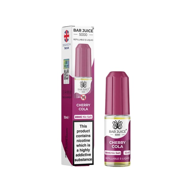 Bar Juice 5000 Cherry Cola nic salt e-liquid, 10ml bottle, 5mg 10mg and 20mg strengths