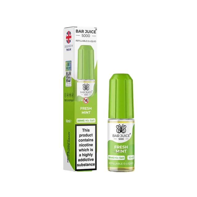 Bar Juice 5000 Fresh Mint nic salt 10ml bottle, 50/50 e-liquid in 5mg, 10mg and 20mg strengths