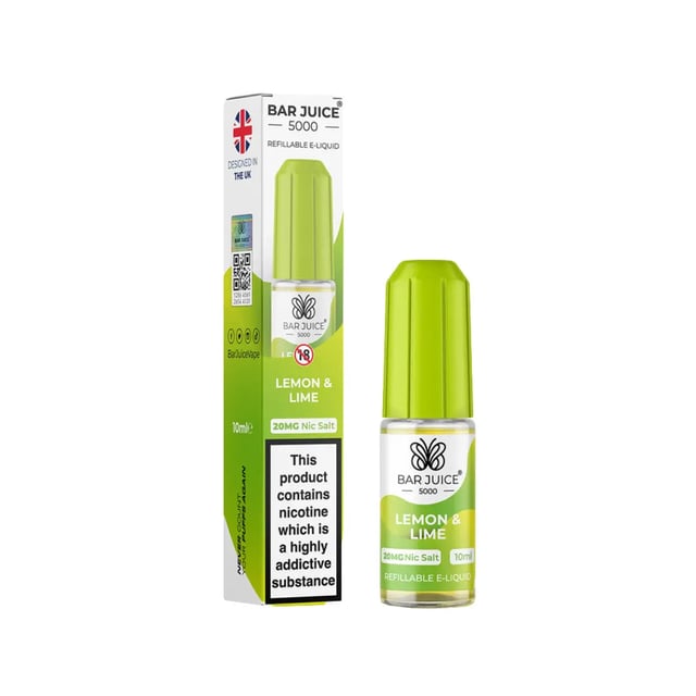 Bar Juice 5000 Lemon & Lime nic salt e-liquid, 10ml bottle, 5mg 10mg and 20mg strengths