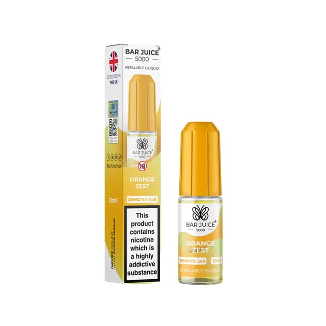 Bar Juice 5000 Orange Zest nic salt e-liquid, 10ml bottle, 5mg 10mg 20mg strengths