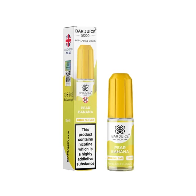 Bar Juice 5000 Pear Banana nic salt e-liquid, 10ml bottle, available in 5mg, 10mg and 20mg strengths