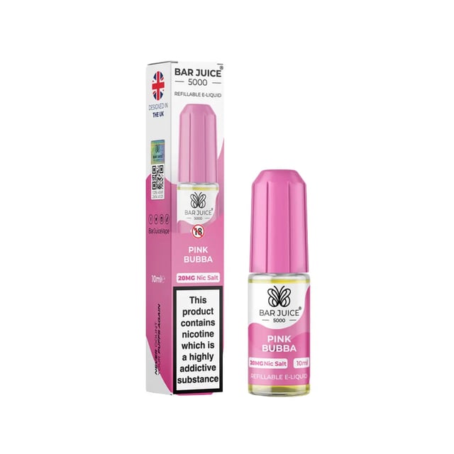 Bar Juice 5000 Pink Bubba nic salt e-liquid, 10ml bottle, 5mg 10mg 20mg strengths