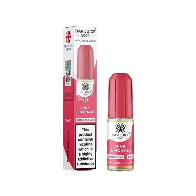 Bar Juice 5000 Pink Lemonade nic salt e-liquid, 10ml bottle, 5mg 10mg 20mg strengths for MTL pod kits