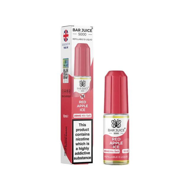 Bar Juice 5000 Red Apple Ice nic salt e-liquid, 10ml bottle, 5mg 10mg 20mg strengths