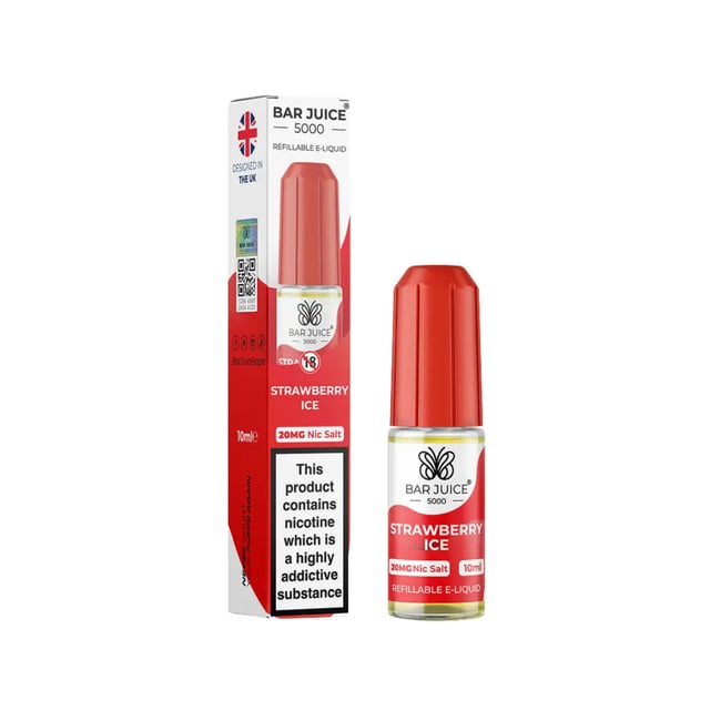 Bar Juice 5000 Strawberry Ice nic salt e-liquid 10ml bottle, 5mg 10mg 20mg strengths, 50/50 VG/PG