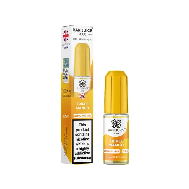 Bar Juice 5000 Triple Mango nic salt e-liquid, 10ml bottle, available in 5mg, 10mg and 20mg