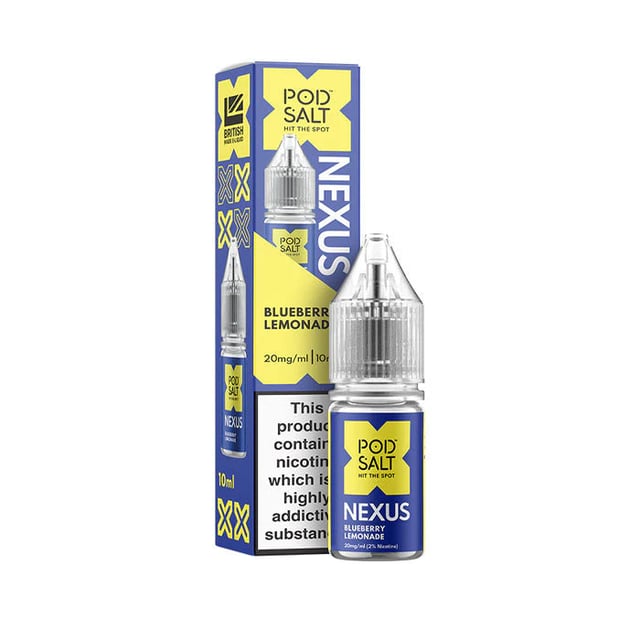 Pod Salt Nexus Blueberry Lemonade nic salt e-liquid, 10ml bottle, available in 5mg, 10mg and 20mg strengths