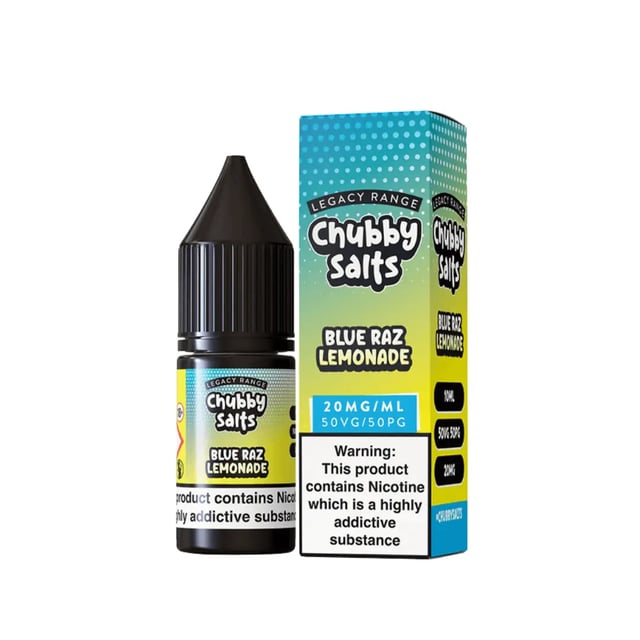 Chubby Blue Raz Lemonade nic salt e-liquid, 10ml bottle, available in 10mg and 20mg strengths